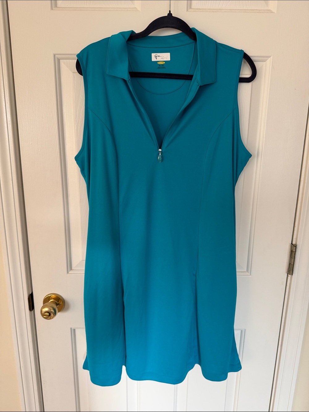 Greg Norman Collection Teal Zip-Front Sleeveless Mini Dress